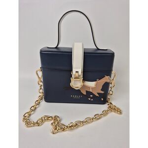 Radley London Blue Kentucky Derby Mini Leather Flapover Shoulder Bag